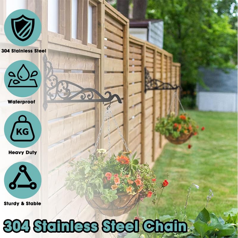 garini 2 Pcs 10 Feet SUS304 Stainless Steel Chain, Hanging Chain Link Light Duty Chain, Heavy Duty Hanging Chain for Home Outdoor Camping - Image 3